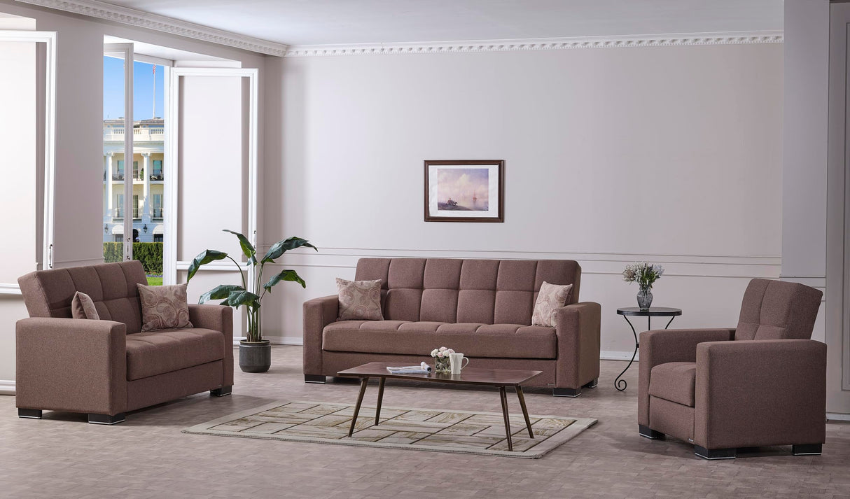 Sweet Home Stores ARM Collection 72" Loveseat with Storage, Firm, Fabric, 2 Seater, Convertible Small Sleeper Couch Bed for Living Room or Home Office, Brown-12