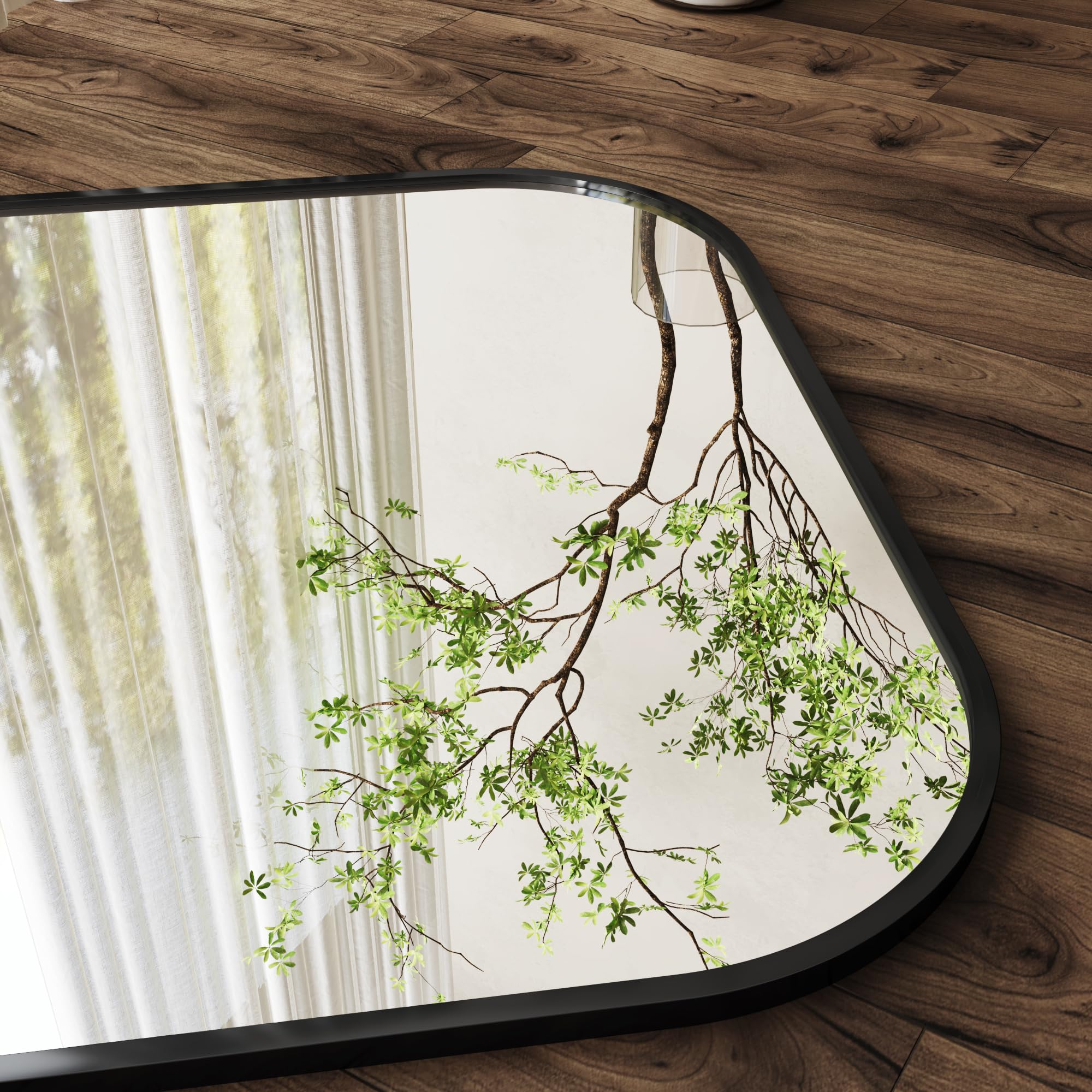 Full Length Floor Mirror 34"x76" - Nano Glass Black Frame