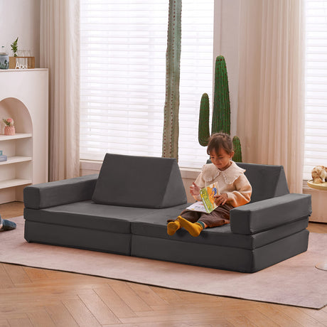 Couch Extended Size 8PCS for Family, Floor Sofa Couch Modular Funiture for Kids Adults,