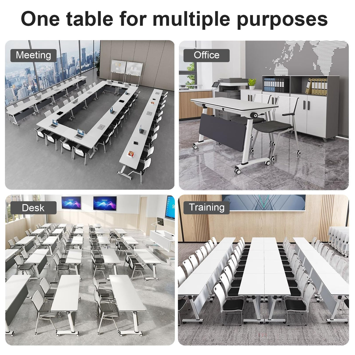 Folding Conference Room Table,4 Pack Conference Table Flip Top Mobile Training Table