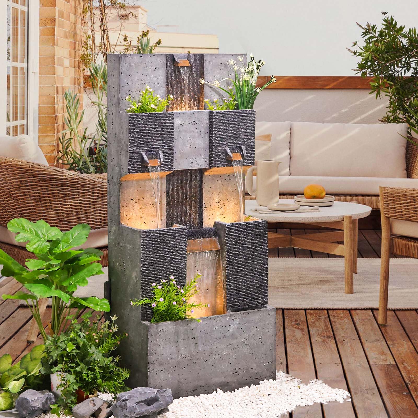 45.3 Inch Garden Water Fountains Outdoor for Garden, Patio, Backyard, Deck