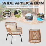 3 Piece Outdoor Wicker Furniture Bistro Set, Rattan Chairs Conversation Sets