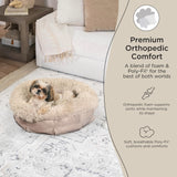 Best Friends by Sheri Ultra Calming Pouf Bed Luxury Donut Dog Bed, Tan, Small 23x23