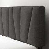 ZBed Frame with Asymmetric Headboard, Durable Wooden Slats, Sturdy Framework, Noise Free Sleep, No Box Spring Needed, Easy Assembly, Eco Friendly Packaging, Dark Grey