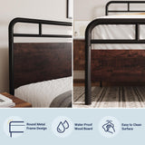 Queen Size Platform Bed Frame with Wooden Headboard and Footboard