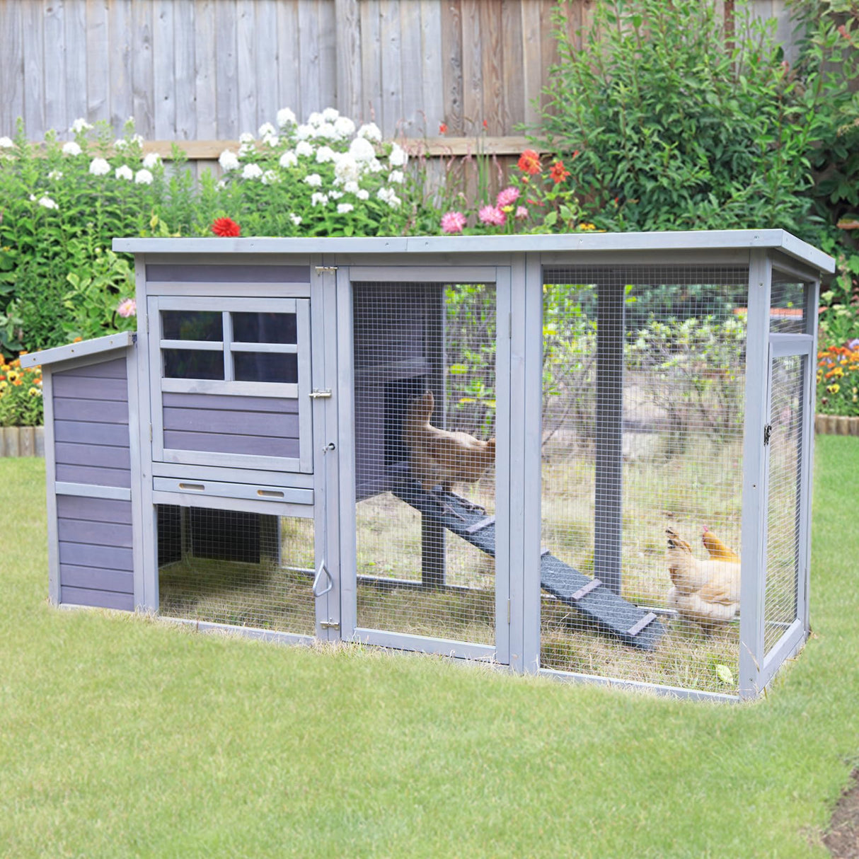 Chicken Coop Extension Run with Large Opening Roof Hen House