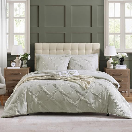 Bed in a Bag Sage Green 7-Pieces, Botanical Pattern, All Season