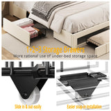 Queen Bed Frame with 3 Drawers, Upholstered Platform Bed with Storage Headboard