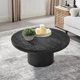 35.43 Inch Round Coffee Table, Drum Coffee Table for Living Room