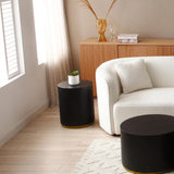 Classic Drum-Shape Living Room Table Contemporary Round Coffee Table End Table Black Wood Small Coffee Side