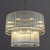 37" Modern Gold Round Chandelier,2-Tier 8-Light Water Ripple Crystal Glass Chandelier