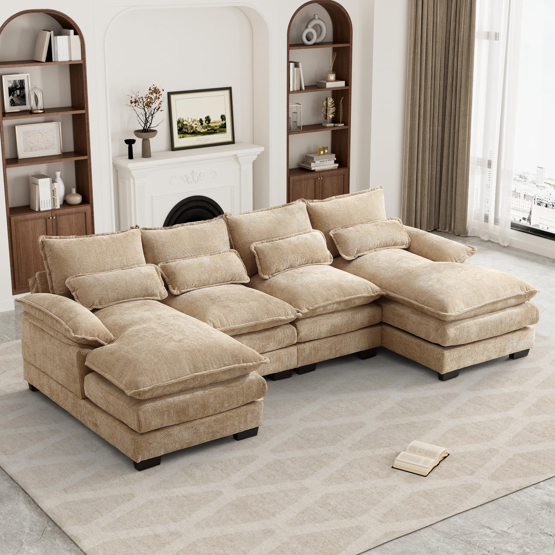 Modern Chenille Modular Comfy  Sofa Cloud Couch for Living Room
