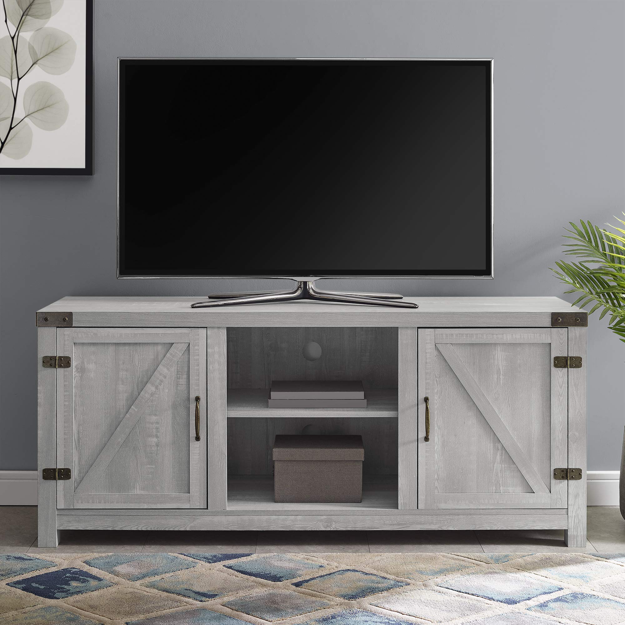 Furnishings Tucker 58 Inch TV Stand in Stone Grey