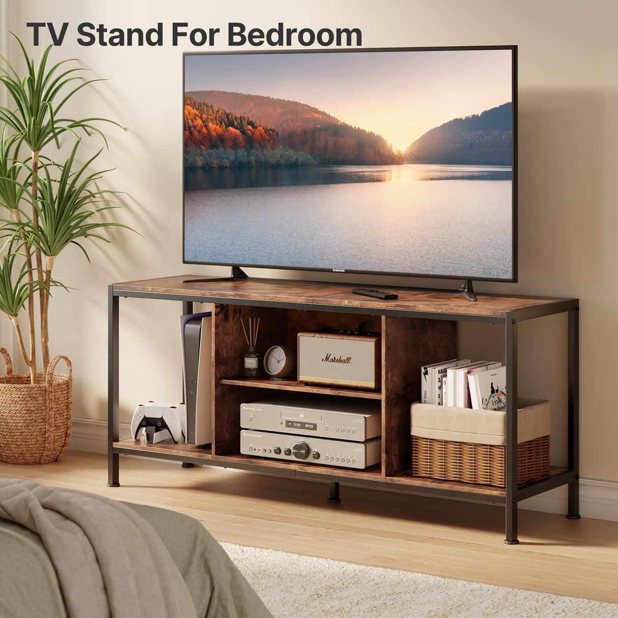 TV Stand for TV up to 65 Inch with Open Shelves, 3-Tier Gaming Entertainment Center