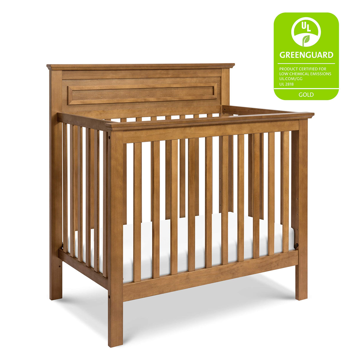 Autumn 4-in-1 Convertible Mini Crib in Chestnut, Greenguard Gold Certified