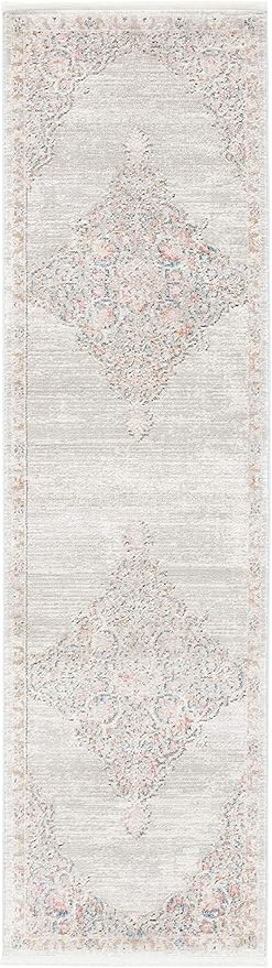Shivan Collection 6'7" Square Grey / Rose SHV726F Shabby Chic Medallion