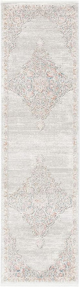 Shivan Collection 6'7" Square Grey / Rose SHV726F Shabby Chic Medallion