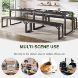 3-Piece Dining Table Set for 4-6, Heavy Duty Kitchen with Metal Frame and Wood Board