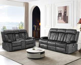 Electric Power Reclining Sofa Set - 3-Seater with Flip-Top Console & Massage Heat