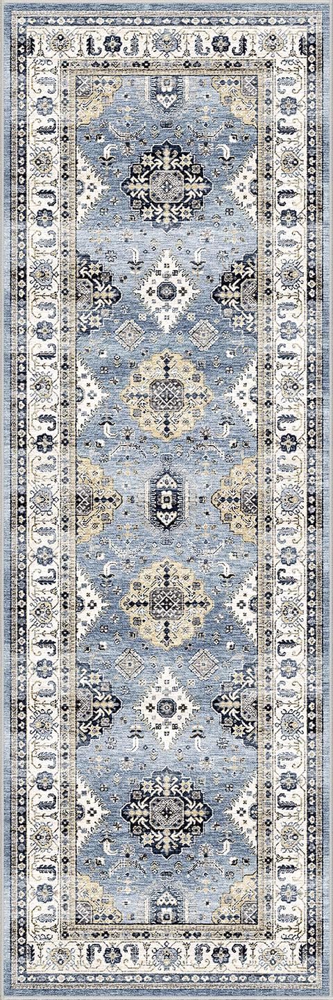 Boho Runner Rug-2x8 Washable Distressed Hallway Runner Oriental