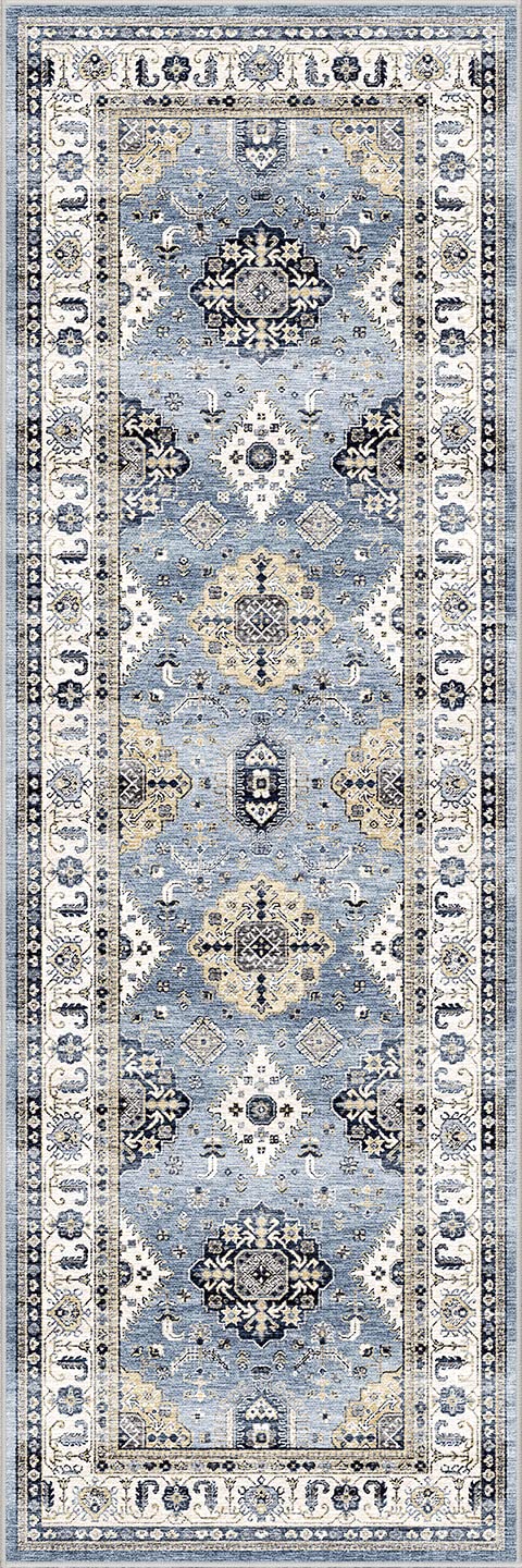 Boho Runner Rug-2x6 Washable Distressed Hallway Runner Oriental Medallion Carpet