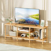 Bamboo TV Stand for 60-65 Inch TVs with 3-Tier Storage