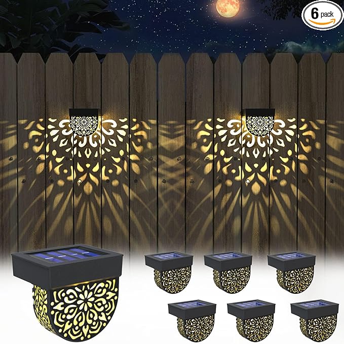 Solar Fence Lights Wall lihgts Outdoor Decorations 6 Pack Solar Deck