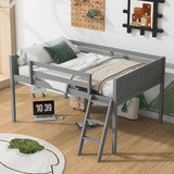 Twin Low Loft Bed, Twin Size Loft Bed with Ladder & Safety Guardrails, Wood Junior Lof