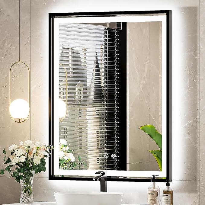 Bathroom Mirror,  Frontlit & Backlit Gold Framed Lighted Mirror
