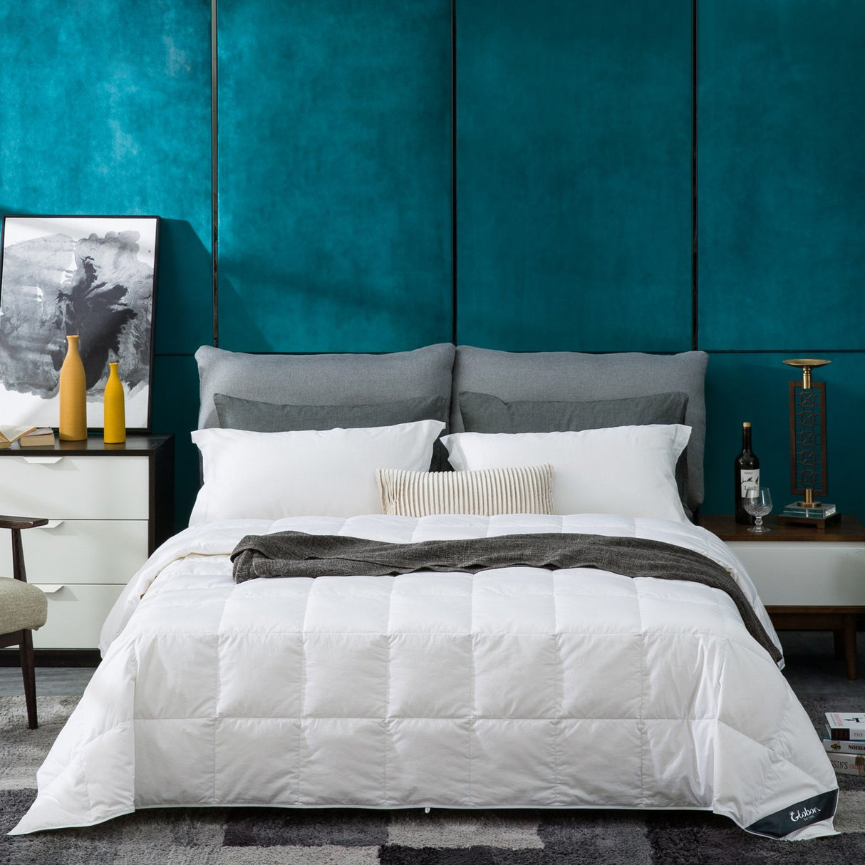 White Summer Down Comforter/Blanket Queen Size,Lightweight Duvet Insert