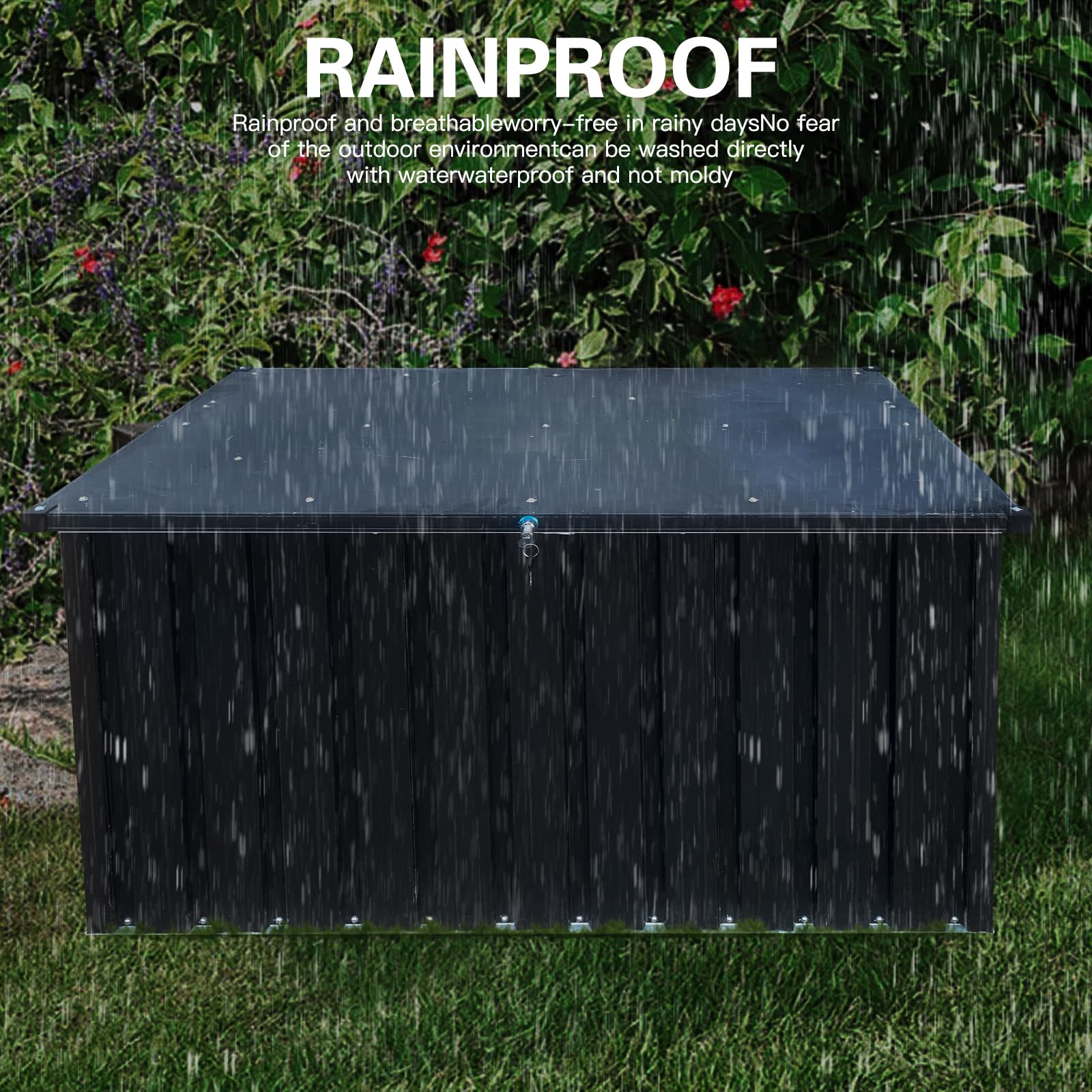 Outdoor Storage Box, 344 Gallon Metal Deck Boxes Waterproof