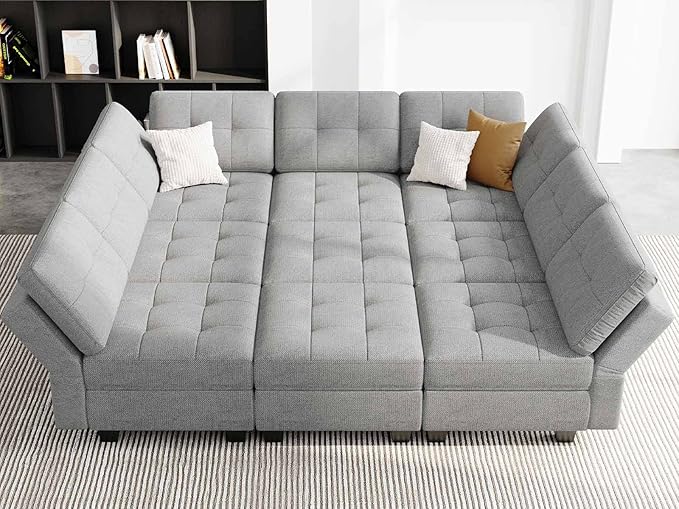 Modular Sleeper Sofa Sectional Couch with Wide Chaises Convertible Sectional Sofa