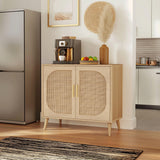 Rattan Storage Cabinet with Doors,Accent Bathroom Floor Cabinet,with 2 Doors and