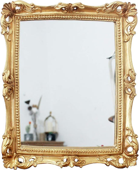 Vintage 11 x 9.5 inch Decorative Mirror, Wall Mounted & Tabletop Makeup Mirror ，