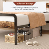 King Size Bed Frame with Wood Headboard and Footboard 14 Inch,