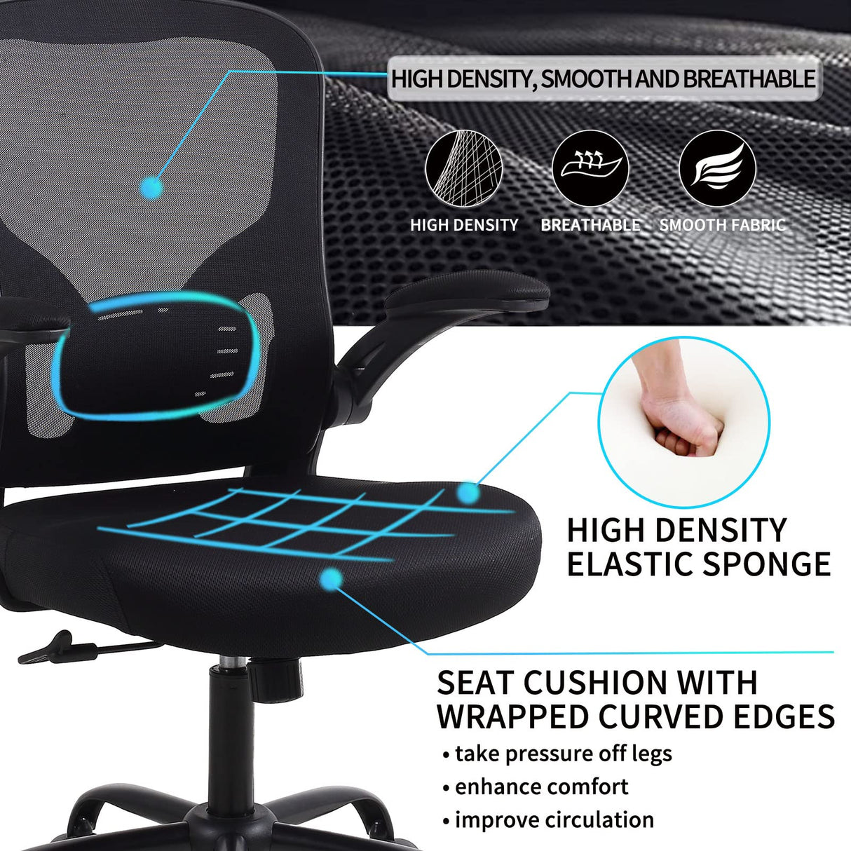 Ergonomic Office Desk Chair Breathable Mesh Swivel Computer Chair, Lumbar