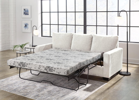 Rannis Coastal 2-in-1 Sofa Sleeper with Folding Gel Memory Foam Mattress, Queen, White