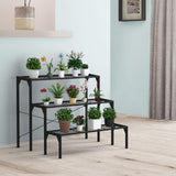 Giantex 3 Tiers Metal Plant Stand, Ladder Flower Pots Holders, 3 Tiers Step Plant Display Rack, Heavy Duty Utility Storage Organizer Rack for Home Garden Patio Balcony, Stair Style Plant Stand