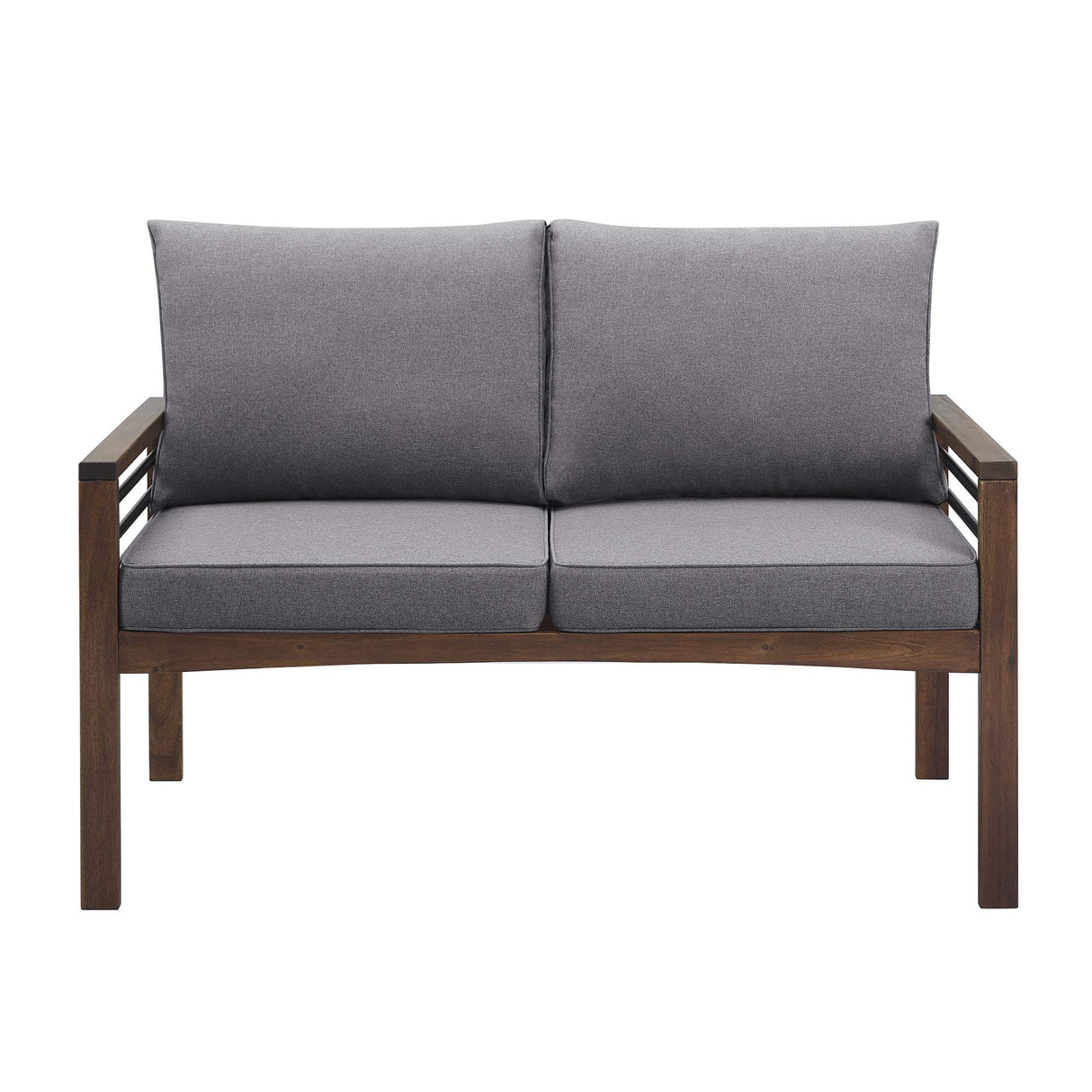 2 Person Outdoor Patio Modern Wood and Metal Loveseat with Washable Cushions