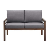 2 Person Outdoor Patio Modern Wood and Metal Loveseat with Washable Cushions