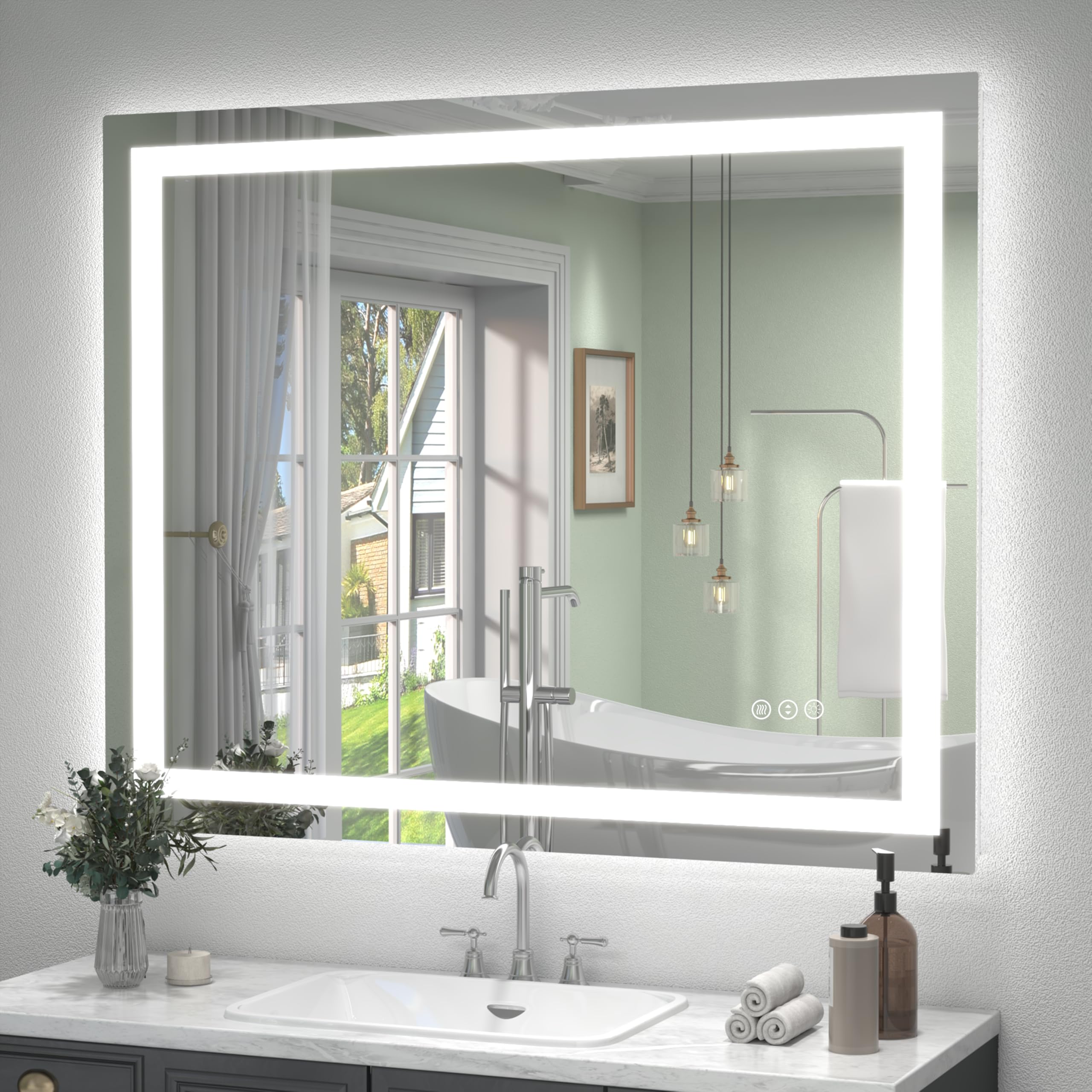 40x32 Inch LED Bathroom Mirror for Wall, Lighted Bathroom Vanity Mirror