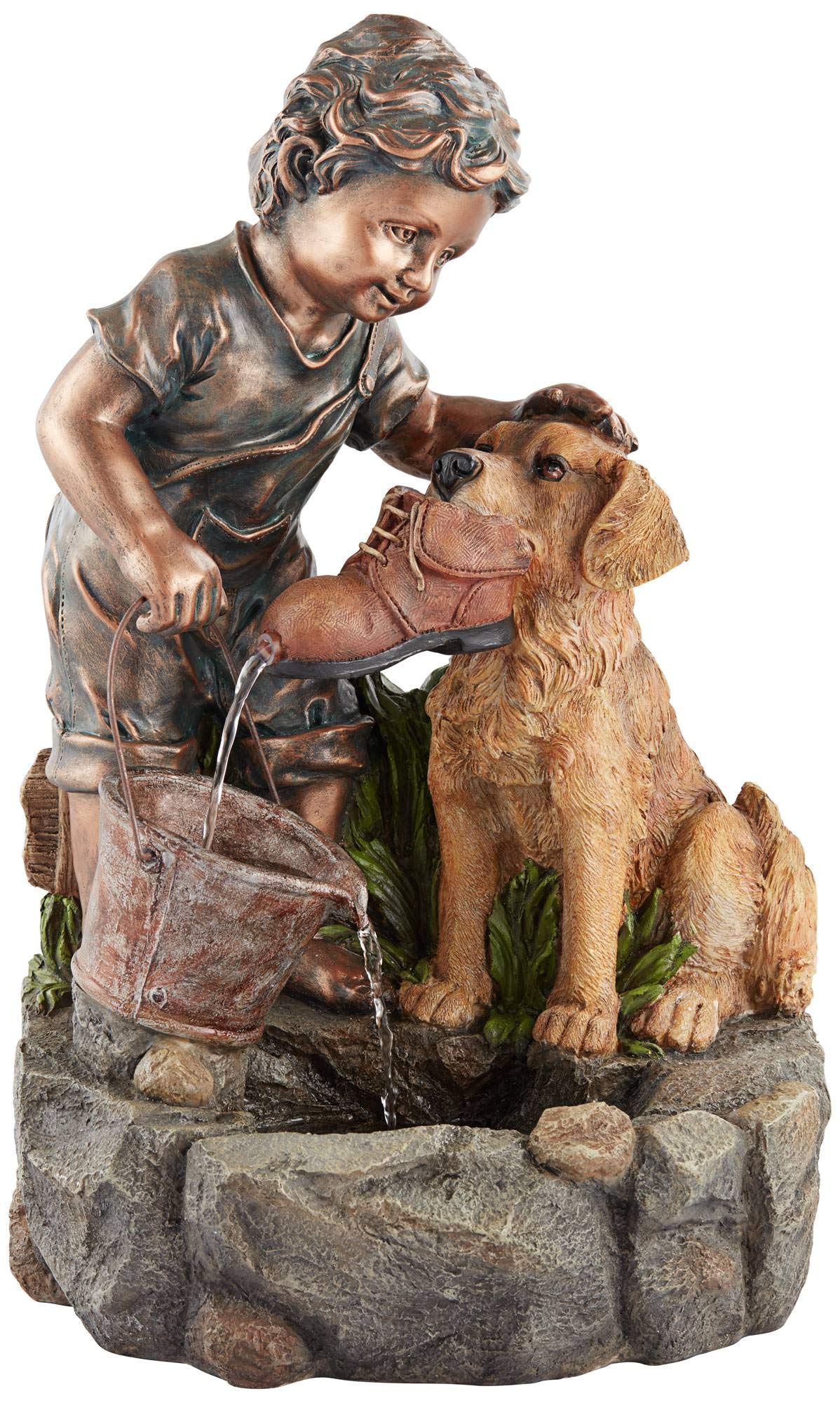 Northport Modern Boy Plays with Dog Outdoor Floor Water Fountain 24 3/4" High Modern for Garden Backyard Patio Porch Home Bedroom House Living Room Relaxation Exterior Balcony - John Timberland