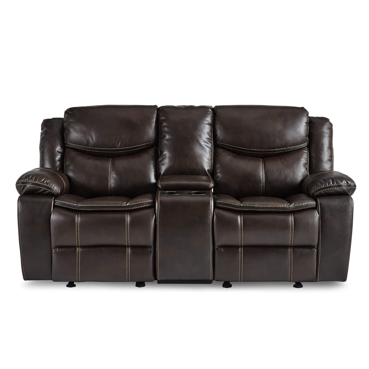 Manual Double Glider Reclining Loveseat, Dark Brown