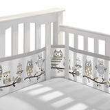 Breathable Mesh Liner for Full-Size Cribs, Classic 3mm Mesh, Owl Fun Gray (Size 4FS