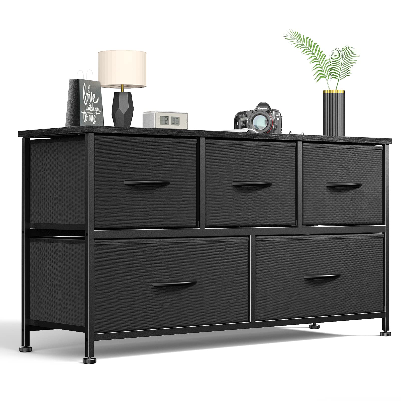 Dresser for Bedroom 5 Fabric Drawers Dresser Clothes Cabinet Storage Organizers