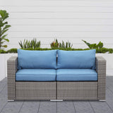 2 Piece Patio Furniture Set of 2 Seats,Outdoor Wicker Patio Loveseat Sofa