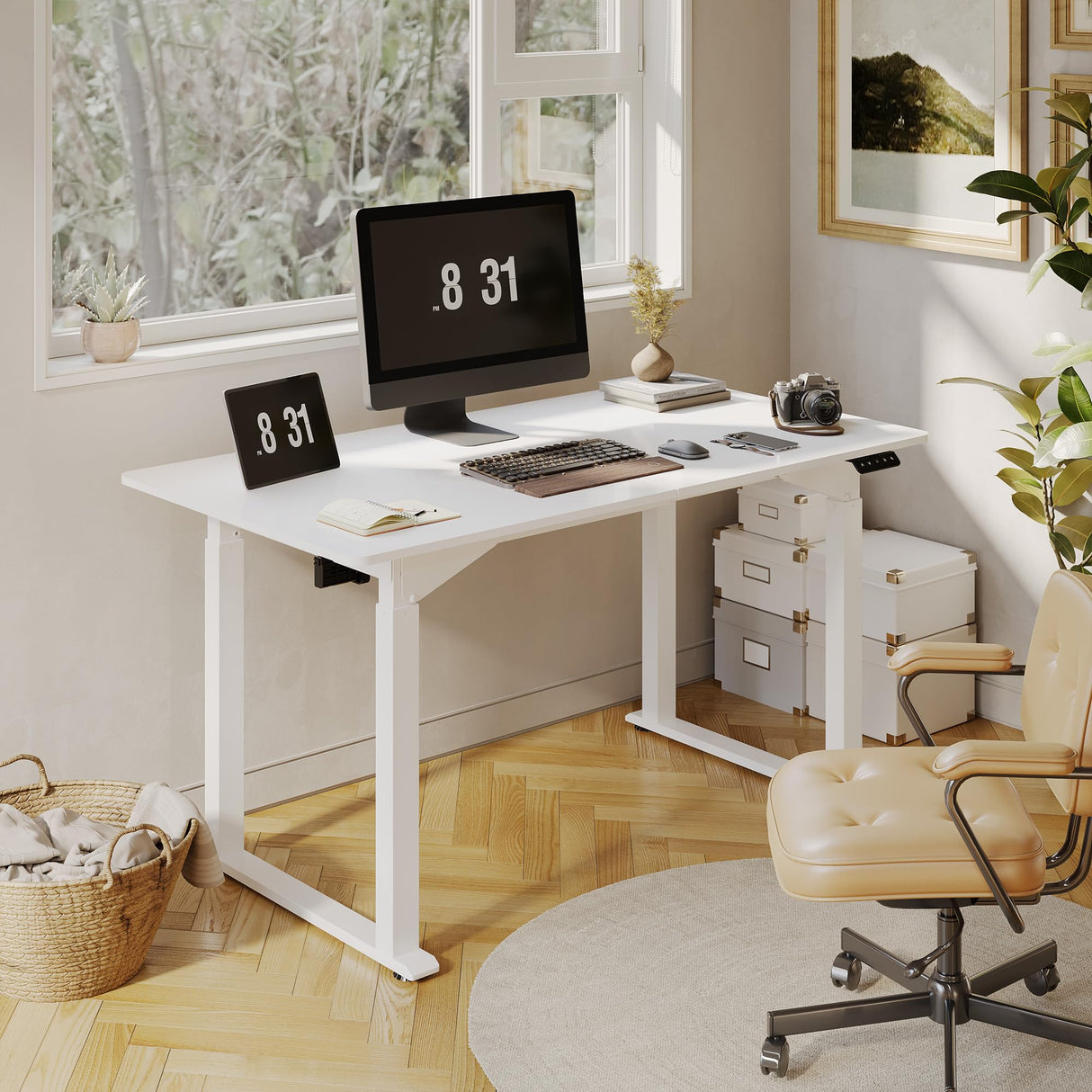 Standing Desk with Dual Motor 4-Leg Lift, Electric Height Adjustable Desk with Memory