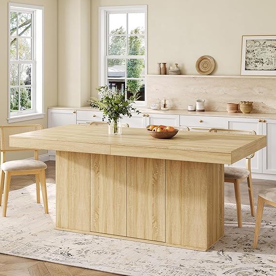 78" Counter Height Dining Table for 6-8 People with Storage Cabinet