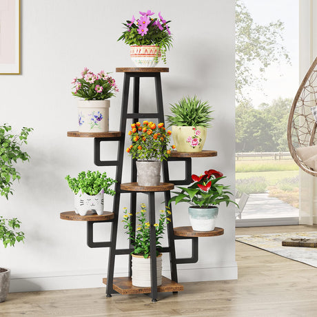 7 Tier Plant Stand Indoor for Multiple Plants, Wooden Corner Plant Pots Holder Rack Flower Stand