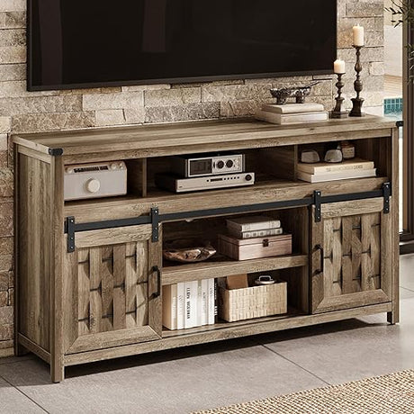 Farmhouse TV Stand for 65 Inch TV, Tall Highboy Entertainment Center